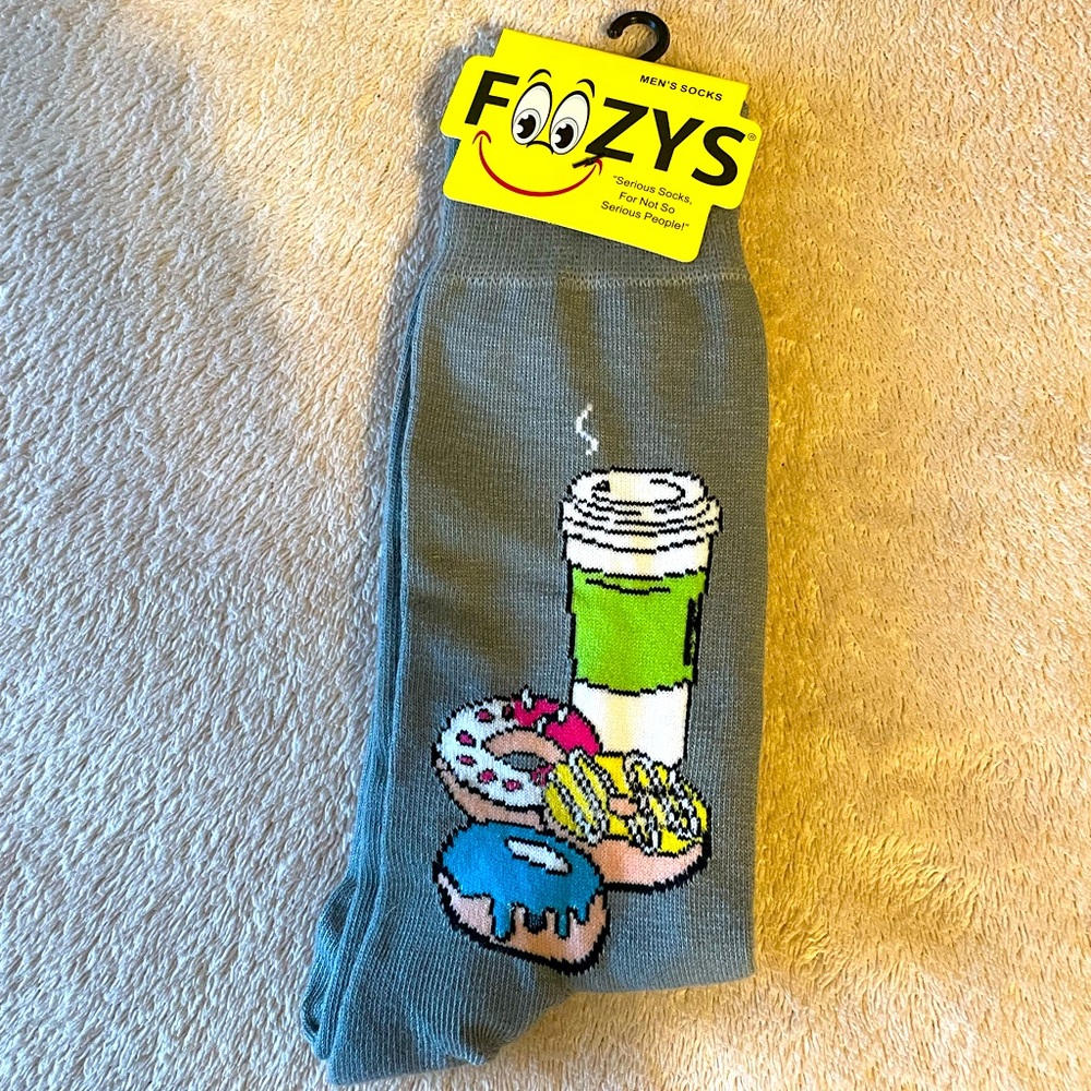 Foozys Men’s Collection.  Grey Doughnut socks.